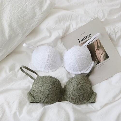 Fully adjustable fixed shoulder strap lingerie Thin upper and lower thick cup womens underwear underwire push up lace bra