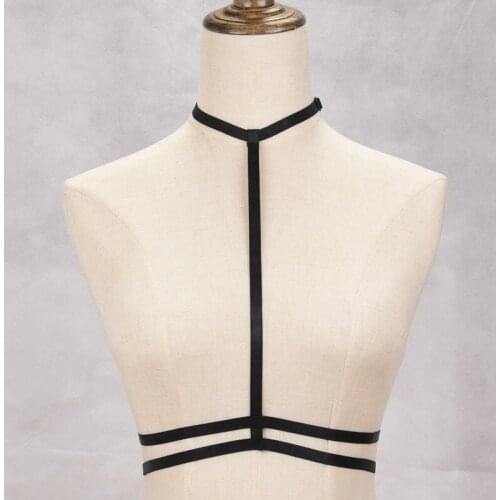 Alluring Womens Harness Bra Elastic Cage Bra Strappy Hollow Out Bra Bustier grandpastore fantasias sexy erotic gothic harness