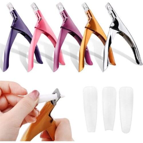 Professional 1PC Nail Art Clipper Type U False Tips Edge Cutters Manicure Colorful Stainless Steel Nail Art Tools 20