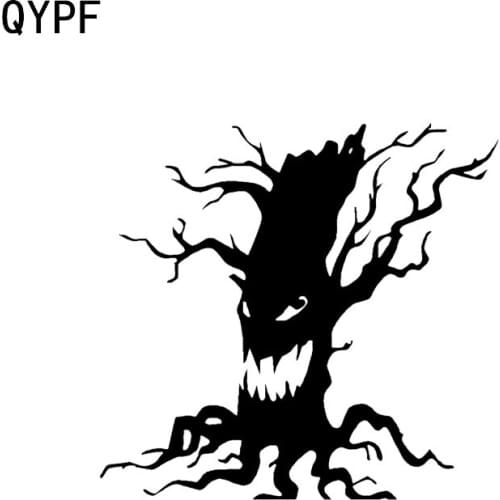 QYPF 13.6*12.9 Halloween Spooky Tree Vinyl Decor Personalized Car Sticker Silhouette Vinyl C16-2306