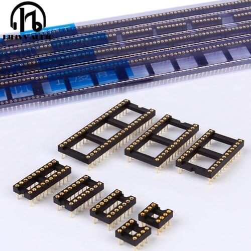 Hifi 8P/14P/16P/20P/24P/28P/40P DIP8 IC socket op amp socket gold base Seat Import gold plating 10 pcs 8-pin feet IC chip socket