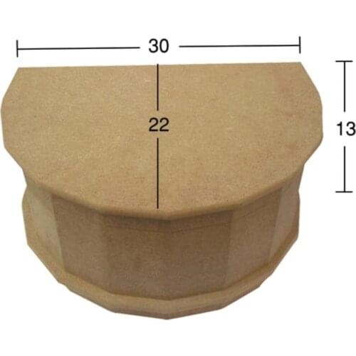 KU271 Sectional Half Moon Box, Unpainted Raw Wood Mdf Box