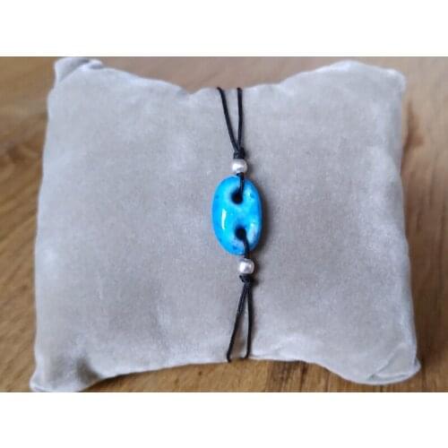 Stone Blue Evil Eye Bead Hand Knit Rope Bracelet in Different Colors And Adjustable Size