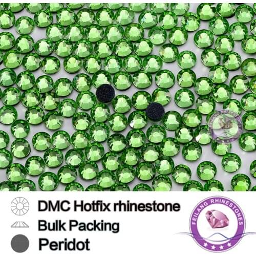 Bulking Packing Peridot DMC HotFix Rhinestone SS6 SS10 SS16 SS20 SS30 Strass For Garments Bags And Shoes