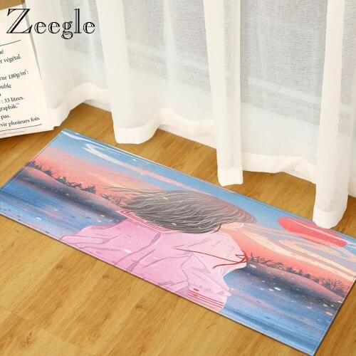 Zeegle Cartoon Carpet for Living Room Home Decoration Floor Mat Hallway Entrance Doormat Water Absorption Modern Kitchen Carpet