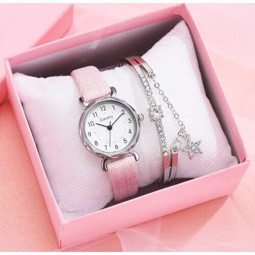 2021New Student Canvas Watch Fashion All-match Ladies Watch Bracelet Watch Set Women Quartz Watches zegarek damski reloj mujer