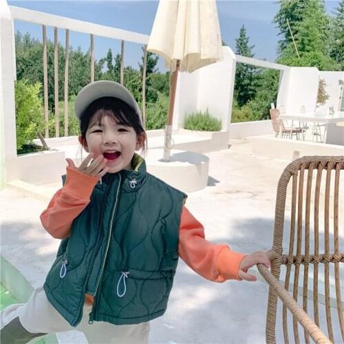 Unisex Toddlers Vest Coat Autumn Winter Casual Solid Drawstring Loose Vest For Baby Girls Boys Kids Cotton Clothes Vest 2020 New