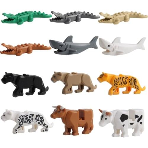 1pc Animal Building Blocks Early Educational Toys Crocodile Animal Cow Plastic Building Block Animal Model Figures Dropship