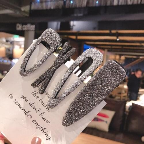 1PCS Korean new full drill simple duckbill clip Super flash full drill temperament simple side clip Hair Accessories