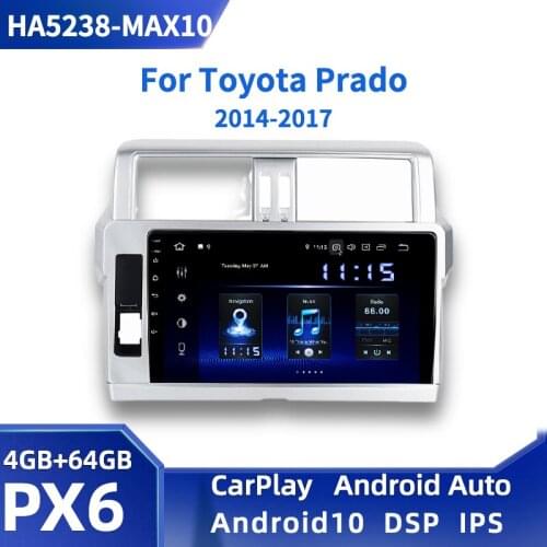 10.2" Android 10.0 Car Multimedia Player for Toyota Prado 2014 2015 2016 Radio DSP GPS Navi HD Screen 4GB+64GB Bluetooth 5.0