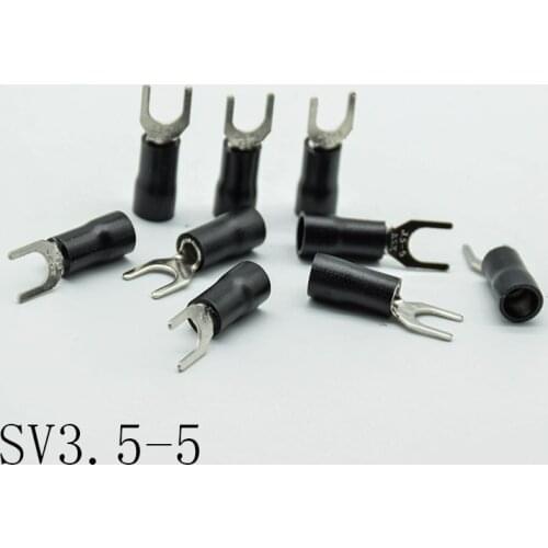 100PCS/lot SV3.5-5 Black Insulated Spade Fork Wire Connector Electrical Wiring Crimp Terminal wire Cable Connector