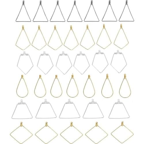 20pcs Gold/Silver Stainless Steel Earrings Loops DIY Accessories Geometric Shaped Jewelry Making Handmade Findings 7 Size