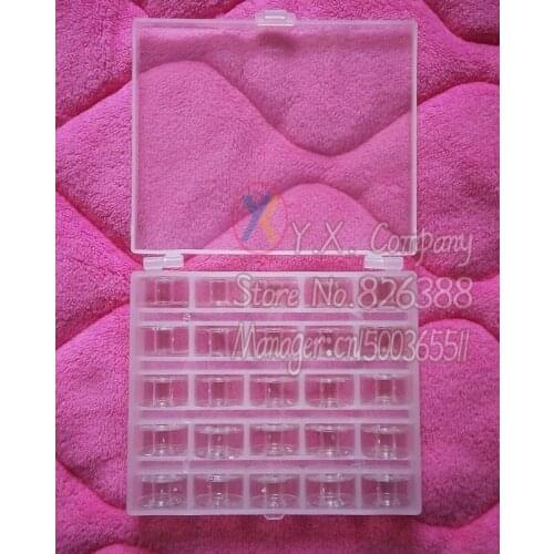 25 pieces/box plastic bobbins Spool Clear Case box for Singer Janome Brother Elna with quality quality