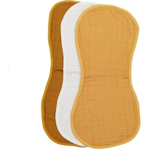 3 Pcs Baby Muslin Burp Cloth Soft Comfortable Cotton Feeding Bibs Solid Color Absorbent Saliva Towel Infants Washcloth