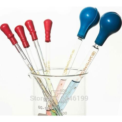 30pcs 5ML 10ML Transparent Glass Pipette Dropper With Blue Suction Bulb Scale For Chemical Laboratory Packing Equipment