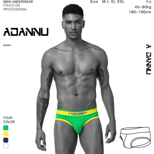 ADANNU 4PC/LOT Sexy Men Underwear Jockstrap Sexy Briefs Thong G-String Breathable Penis Push Gay Underwear Cotton Bikini