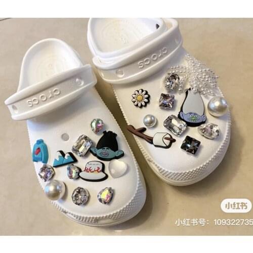Croc Hole Shoes Accessories Xiaohongshu White Rhinestone Gem Ornament Buckle Removable DIY Shoe Ornament
