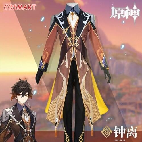 Anime Genshin Impact Zhongli Game Suit Uniform Zhong Li Cosplay Costume Halloween Party Outfit For Men 2020 NEW