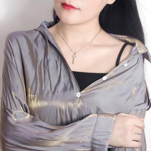 Original 925 Silver Necklace Womens Minimalist Key Pendant Snake Chain Charm Jewelry Chokers Necklaces Accessories