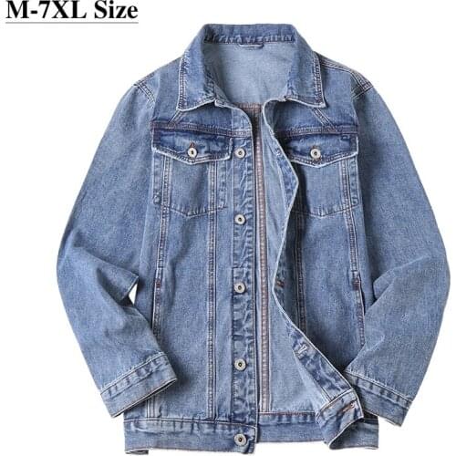 Oversized Mens Denim Jacket 2021 Autumn Cotton Jean Coats Loose Fashion Casual Streetwear Brand Male Clothing 5XL 6XL 7XL