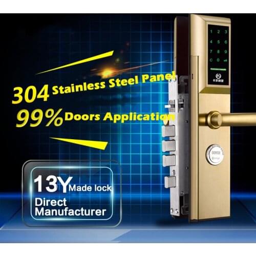 Password Electronic Smart Doorlock Anti-theft Door Special Card Locks Gold Sliver 304 Stainless Front Doorlocks Box Lock 1068