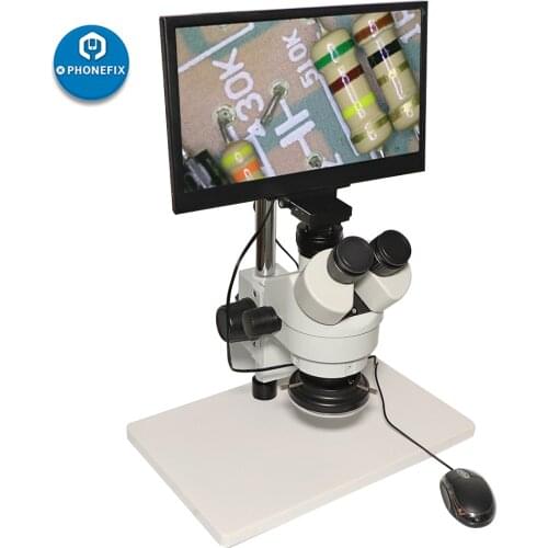 Integrated Trinocular Stereo Microscope HDMI Digital Camera Video Microscope with Display Screen Phone PCB Chip Soldering Repair