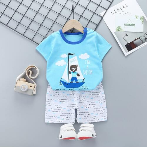 New Boys Outfits 9M-6T Girls Clothes Childrens Clothing Suits Top Cotton Pants Suit 2pcs Clothing Sets Kids Clothes 9M24M3T5T6T