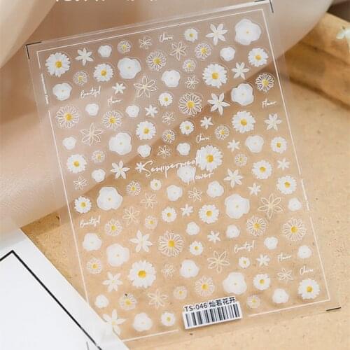 Daisy Nail Sticker Geometric Linear Love Letters Nail Wraps Leaf Flower Snowflake 3D Nail Art Decal Manicure Decorations