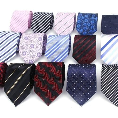 Fashion Neckties Classic Mens Stripe Plaid Navy Blue Wedding Ties Jacquard Woven 100% Silk Men Solid Tie Polka Dots Neck Ties