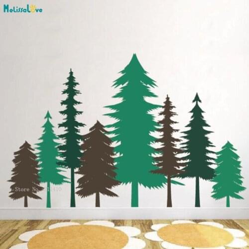 Pine Tree Wall Stickers Set Three Colors Home Decor Kids Baby Room Playroom Nordic Style Nursery Vinyl DIY Decals YT3480