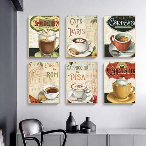 Painting Print Wall Art Picture For Living Room Coffee Poster Coffee Shop Kitchen Decoration Home Restaurant Bar Wall Canvas