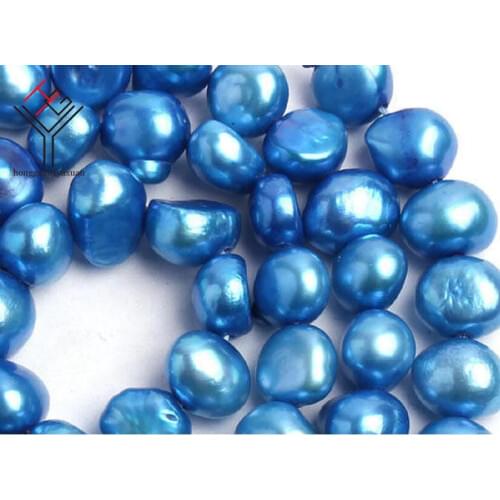 One Strands Real Pearl 6-7mm Bright Deep blue Pearl Flat Baroque Natural Freshwater Pearl loose beads 35cm / 15inch