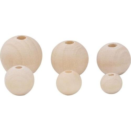 320pcs 10/12/14/16/18/20mm Unfinished Natural Wood Round Loose Beads DIY Craft for Bracelet Necklace Accessories Jewelry Making
