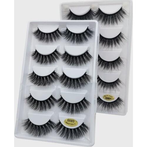 YSDO 5 pairs mink eyelashes natural eyelash hand made 3d mink strip lashes makeup false eyelashes cilios mink fluffy lashes G800