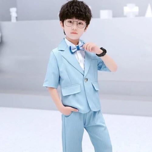 Newest Summer Kids Boys Solid Color Tops Short Sleeve +Pants 2Pieces Set Casual Cool Teens Boys Clothing For 4 5 6 8 10 13Yrs