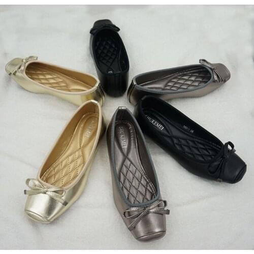 2021 Autumn New Style Square Head Ballet Shoes Soft and Comfortable Flat Bottomed Boat Shoes Large Casual Womens Shoes