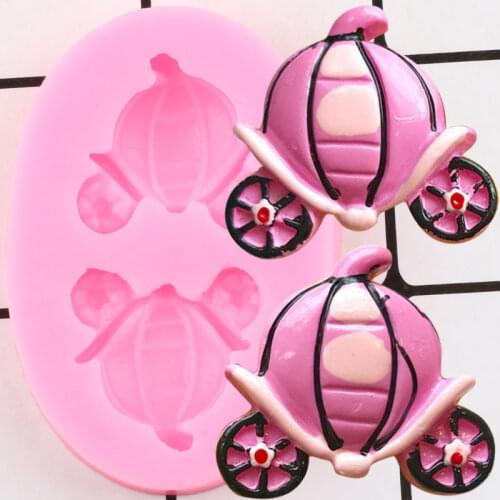 Pumpkin Car Silicone Mold DIY Wedding Cupcake Topper Fondant Cake Decorating Tools Chocolate Candy Clay Molds Soap Resin Moulds