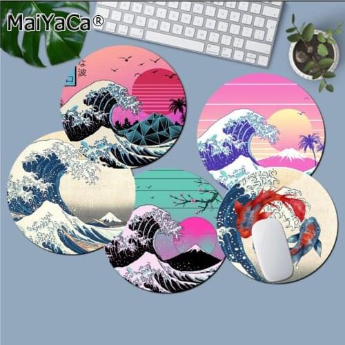 Maiyaca Simple Design Great Wave Off Silicone round mouse Pad to Mouse Game Anti-Slip Laptop PC Mice Pad Mat gaming Mousepad
