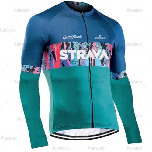 STRAVA Cycling Shirts Long Sleeve Mens' Breathable Jersey Spring Mountain Bike Jersey Pro Bicycle Sportswear Racing Bike Clothes