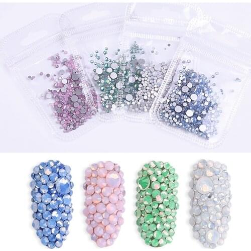 1bag Mixed Size Opal White Crystal Nail Art Rhinestones Decorashion Diamond for Nail Tips Manicure Stone Accessories