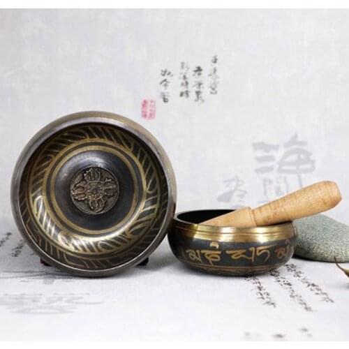 Tibetan Singing Bowl Set Singing Bowl With Striker For Meditation Relaxation Stress Relief Tibetan Yoga Meditation Om Mani Bowl