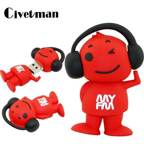 USB Flash Drive Red Music Boy FM USB Disk Memory Stick 4GB 8GB 16GB 32GB 64GB 128GB 256GB Pendrive Pen Drive Mini Cle USB Gift
