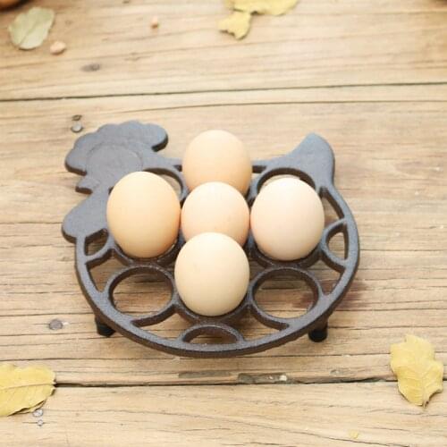 Vintage Rustic Hen Cast Iron Egg Storage Holder For Nine Pieces Home Kitchen Tabletop Decor Iron Heat Insulation Place Mat Plate
