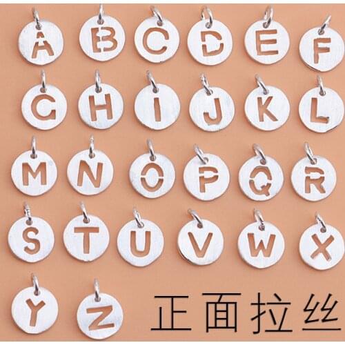925 sterling silver jewelry accessories 26 letter pendant, handmade DIY beaded bracelet accessories