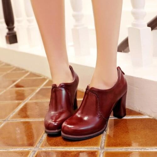 Big Size11 12 13 14 15 16 17 ladies high heels women shoes woman pumps Round head, thick heel, zipper, square heel and high heel