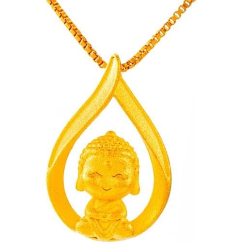 Pendant Necklaces for Women Water Drop Buddha Necklace 24K Gold Plated Women Necklaces Holiday Daily Engagement New Jewelry