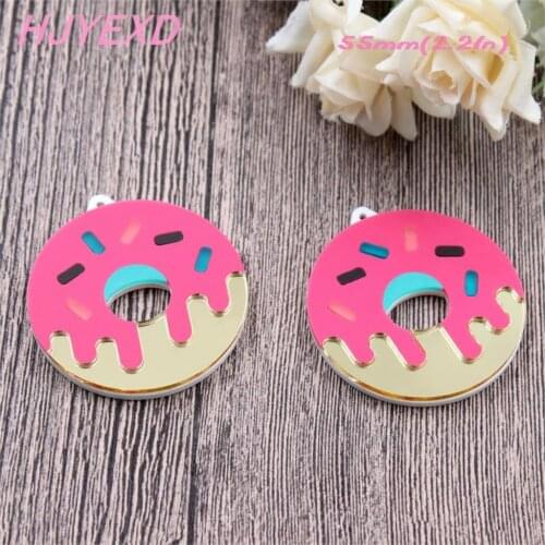 1pair) 55mmDonut Earrings Dangle Acrylic Doughnuts Earrings Mirror Rainbow Earrings Laser cut-AC1532