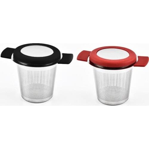 1pcs 304 Stainless Steel Tea Drain Tea Strainer Double Handle Tea Strainer with Lid Tea Maker Compartment with Detachable Handle