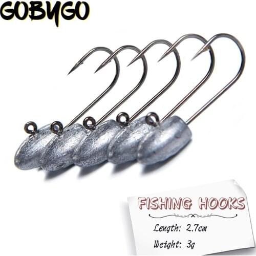 10Pcs/lot Pesca Soft Worm Lures Jig Hooks 3g 27mm Ice Fishing Hook Raft Fishing Jig Lead Head Hooks Micro Lead Fishing Tackle