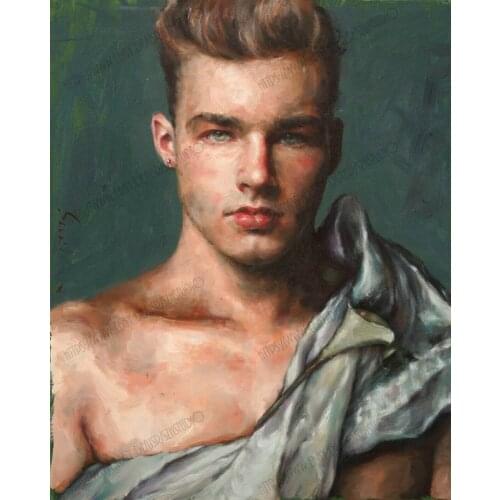 100%Handmade Oil Painting Hand Original Oil Painting Portrait of a Young Boy Man Mr Portrait